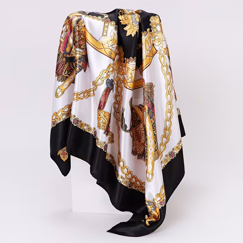 Bohemian Paisley Scarf - Black & Yellow - Image 2
